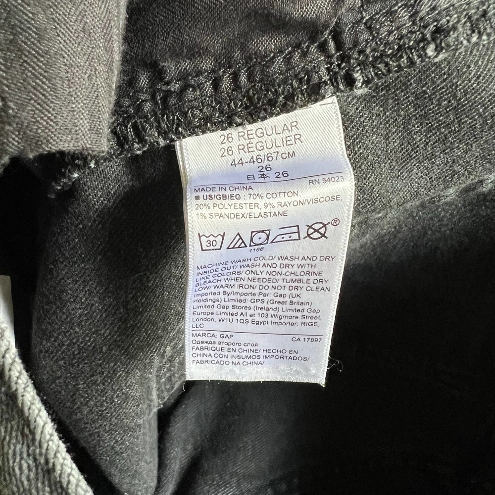 Gap Best Girlfriend High Rise Crop Jeans Women’s 26 Stretch Raw Hem Black Denim - Picture 4 of 7